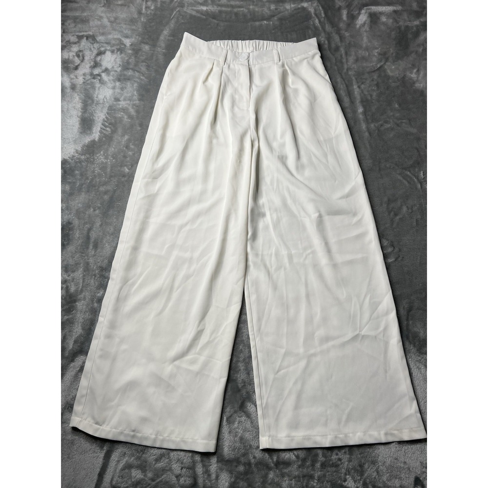Elleven Pants Women Size Large Elastic Waist Dress Trousers Wide Leg Baggy